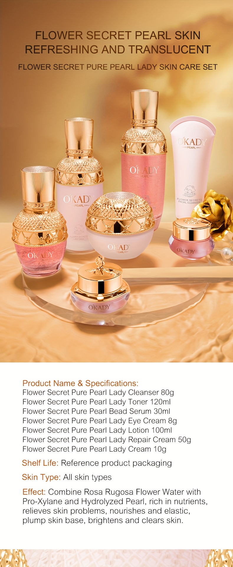 pearl rejuvenating set increase skin elasticity lighten skin tone restore facial skin care seven sets the best choice for texture skin care gift box details 0
