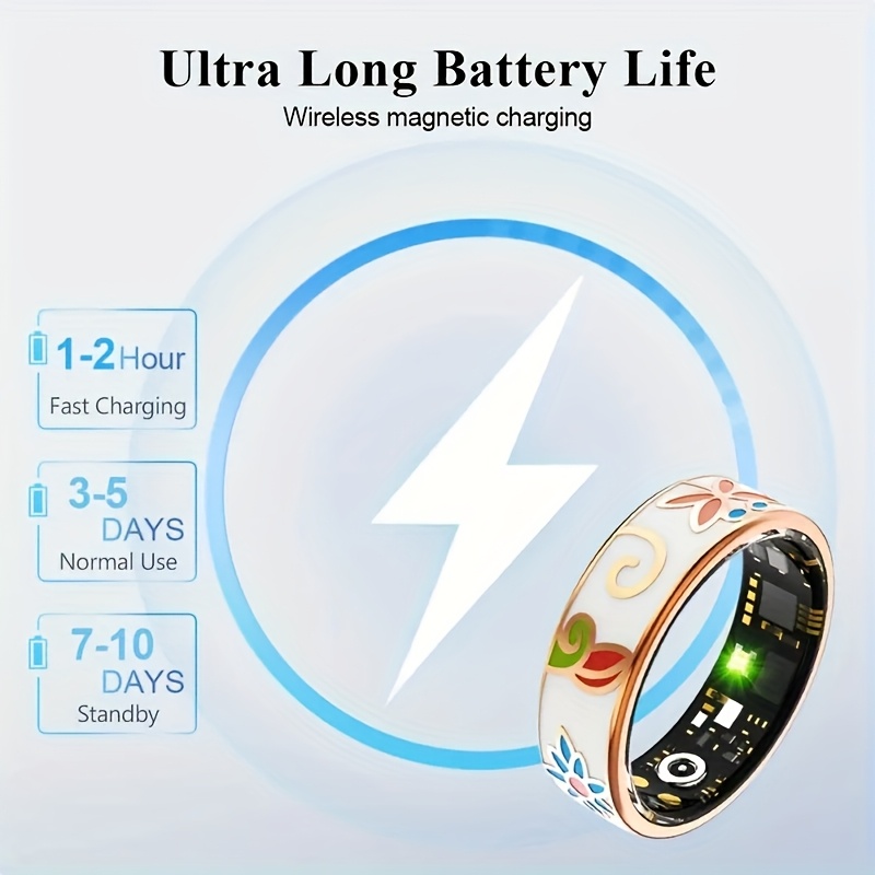 womens smart ring fitness sleep   with step distance calorie monitoring multiple sports   crystal charging case magnetic usb c charging fashionable engraving design high quality compatible with ios   perfect gift for women fitness tracking accessory elegant accessory durable touchscreen Product details 9