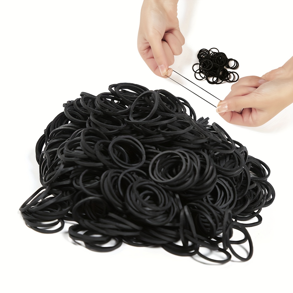 1500Pcs Mini Rubber Bands Soft Elastic Bands for Kid Hair Bands Ties Women  Fashion Girls Braids Hair-black with black comb