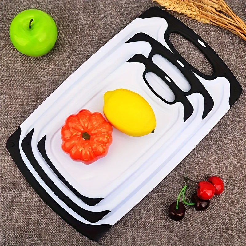 

1pc Durable Plastic Cutting Board With Non-slip Feet & Deep Juice Groove - Easy-grip Handle For Kitchen Use