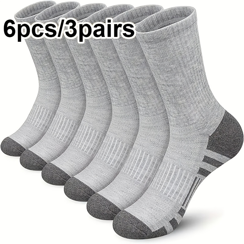TEMU 6pcs/3 Pairs Of Men's Sports Socks - Thickened Comfortable Fitness Running Socks, Moisture-wicking And Breathable Fabric, Seamless Toe Design,