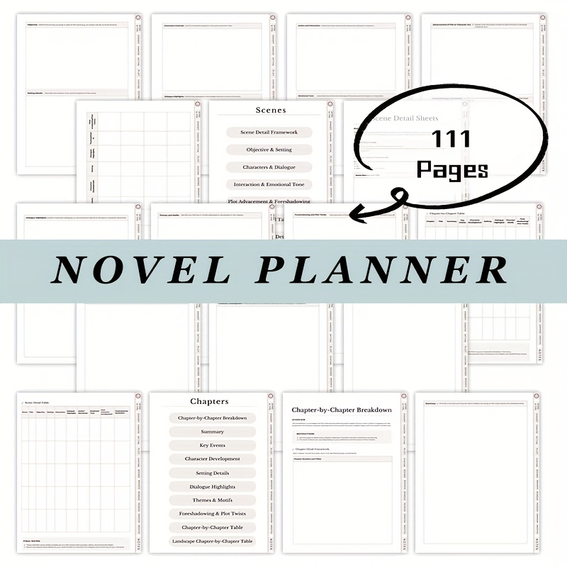 TEMU Novel Planner - Writing & Story Organizer With Over 100 , Content Organizer For Young Adult Fiction, Planner