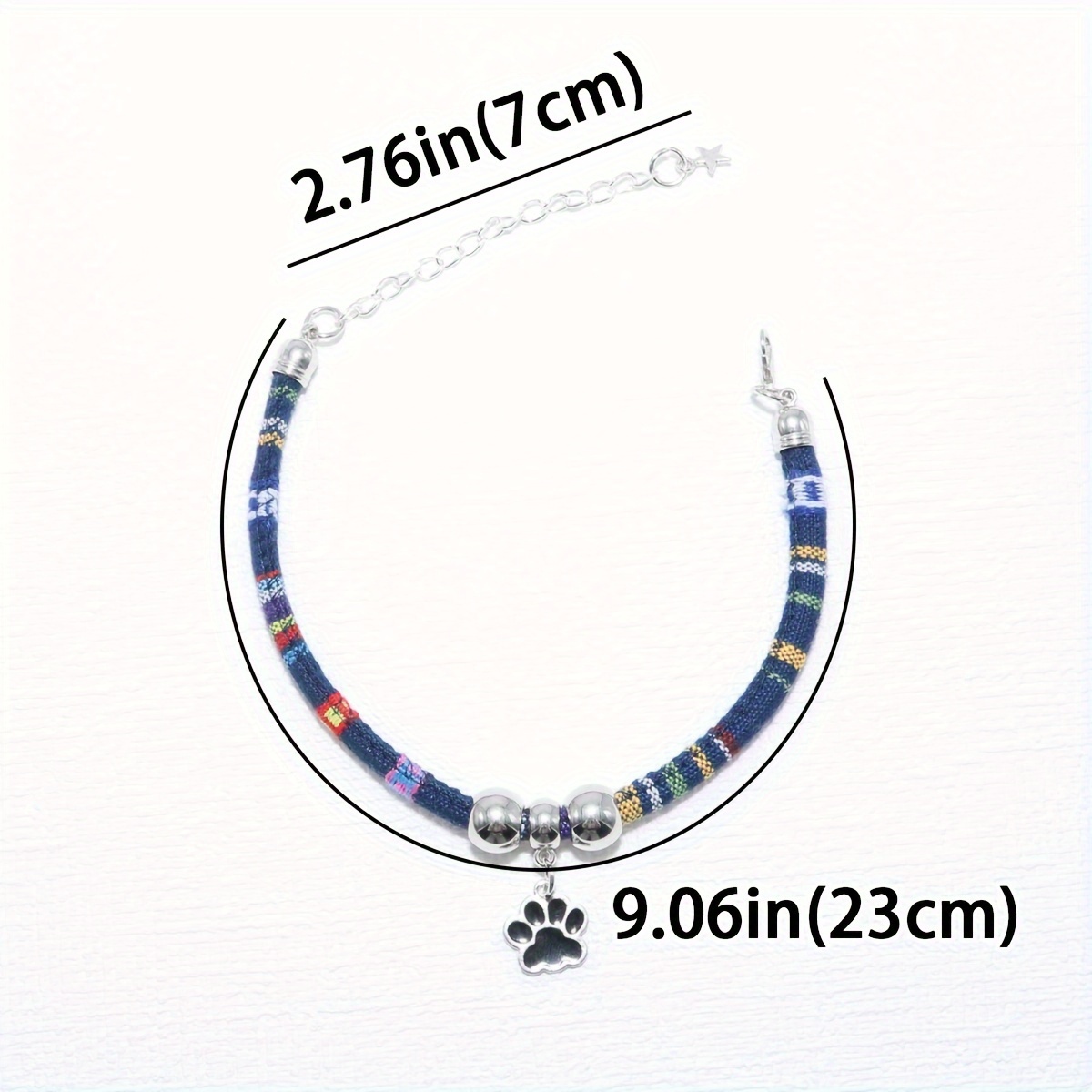 Nylon Pet Necklace with Colorful Paw Print Pendant - Adjustable Cat And Small Dog Collar with Ethnic Design - Durable And Stylish Pet Accessory