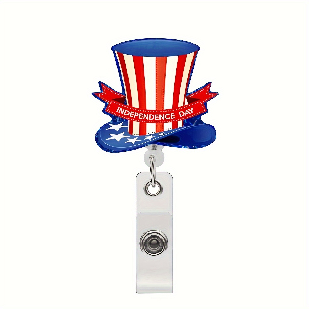 Patriotic Badge Scroll With Crocodile Clip 360° Rotatable Retractable ID  Clip Patriotic Independence Day 7.14 Badge Holder For Doctors, Nurses,  Teache