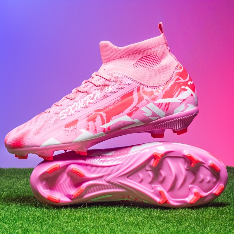 Zapatillas, Botas de Fútbol para Hombre - Ligeras y Transpirables para Entrenamiento y Partido con Parte Superior de PU en Verde Neón/Azul/Morado/Turquesa que Brilla en la Oscuridad, Suela de Goma Turquesa - Temporada de Interior/Equipamiento, Botas de Fútbol, Botas de Fútbol para Hombre, Botas de - 【Rosa】, US 11.5