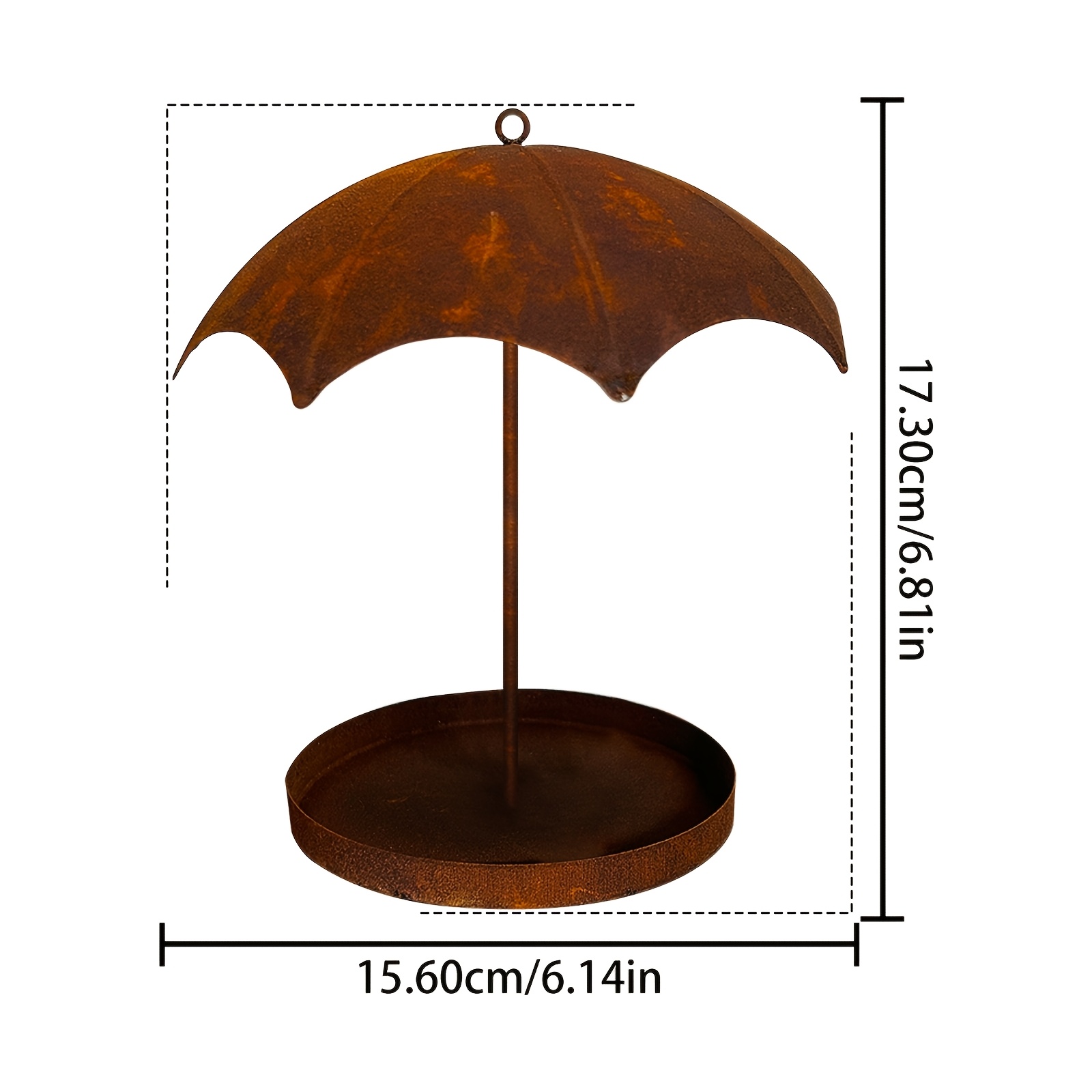 TEMU 1pc Rustic Hanging Style Birdhouse Outdoor Metal Feeder With Umbrella-shaped Dome Animal Feeding Dish, Designed For Garden Decoration, Perfect