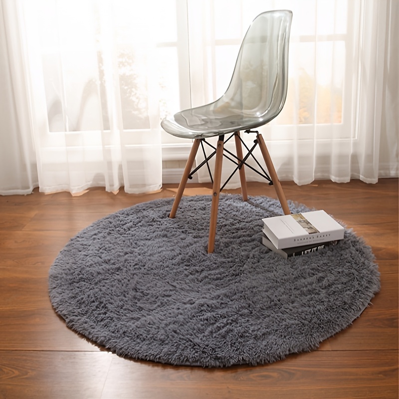 TEMU Round Rug, Fluffy Bedroom Carpet, Cute Shaggy Circular Mat, Soft Thick Plush Non-slip Classroom Carpet, Dormitory Rug