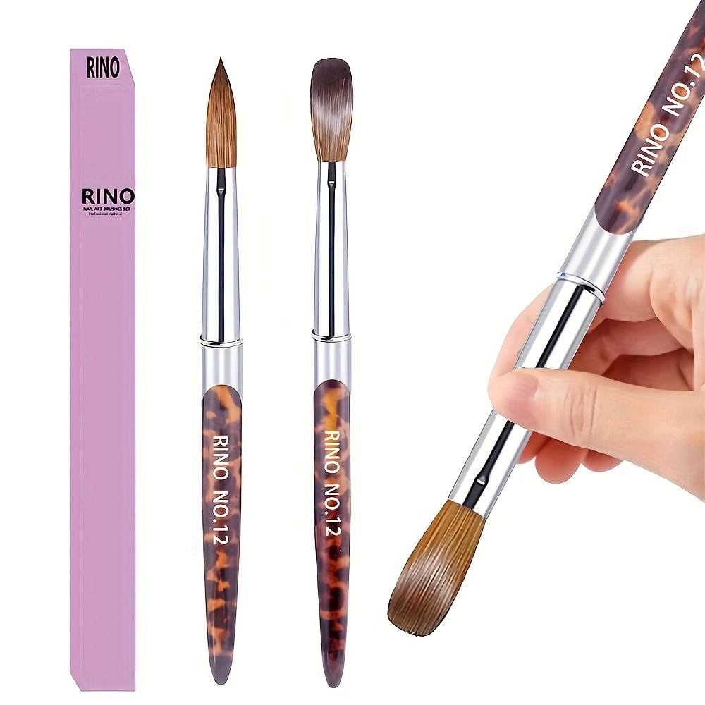 TEMU RINO 100% per Pennello per Unghie Kolinsky Acrilico per Set Pennelli per Unghie, Disponibile in 4 Misure, Alta Qualit� per Pennelli Nail Art per
