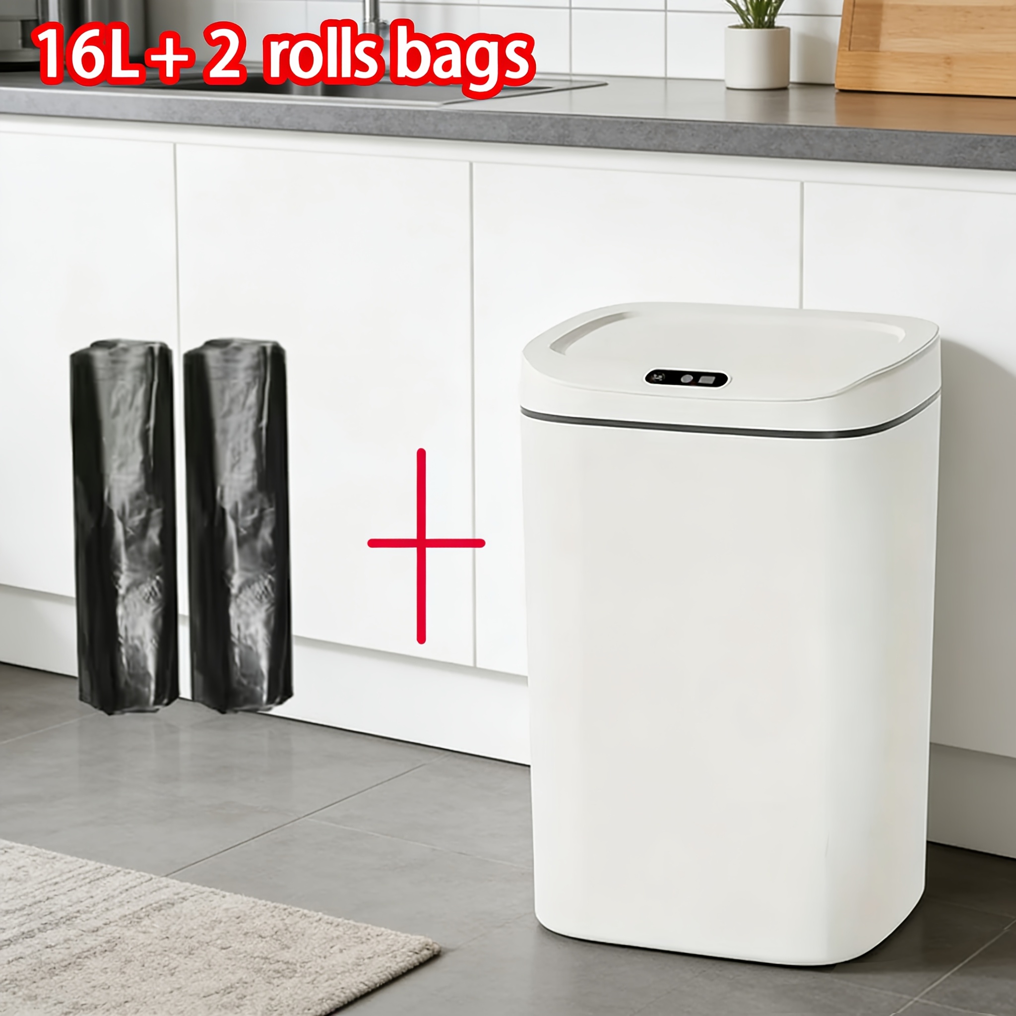 TEMU Smart Trash Can With Motion Lid & Odor - Touchless Operation Suitable For Office, Bathroom,, Commercial Use, Sealing Lid, - (low Voltage), ,
