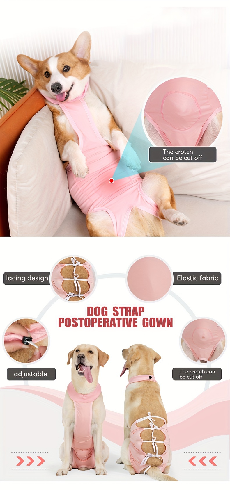 Pet Recovery Suit For Dogs With Binding Design To Prevent Licking And  Suitable For Postoperative Care And Weaning Dog Clothes - Pet Supplies -  Temu