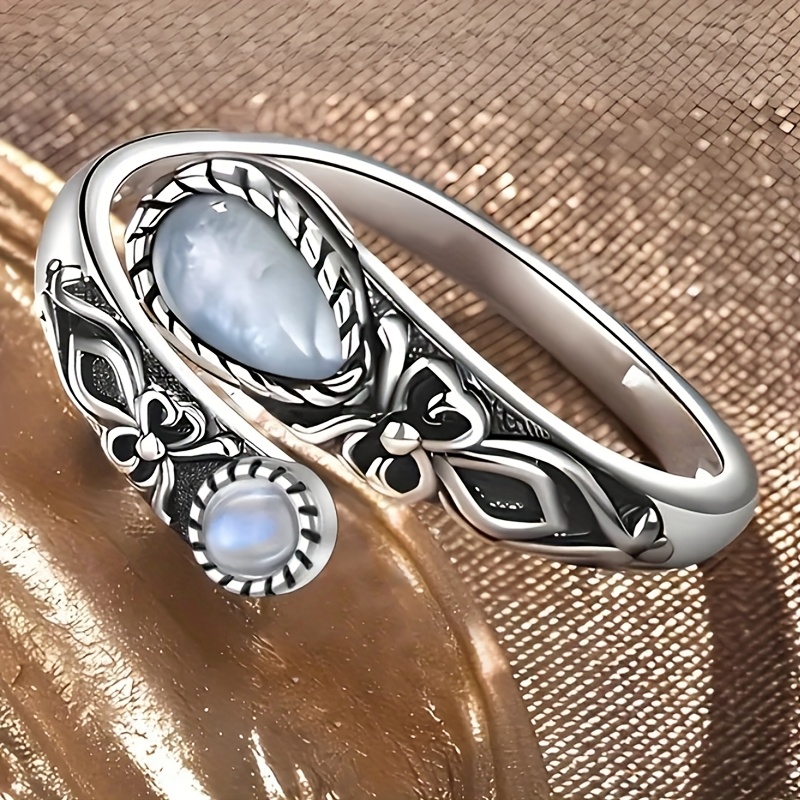 Women's Bohemian Adjustable Copper Moonstone Ring