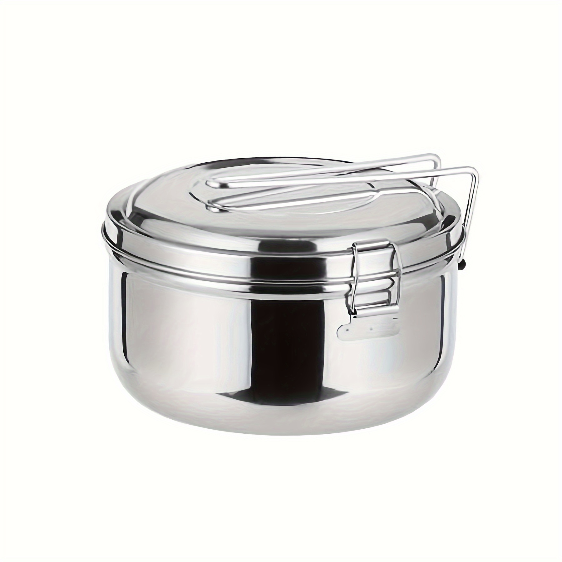 Stainless Steel Circular Lunch Box, Double-layer Lunch Box, With Compartments, Office Workers For Meals, Cafeteria For Meals, And Used For Camping