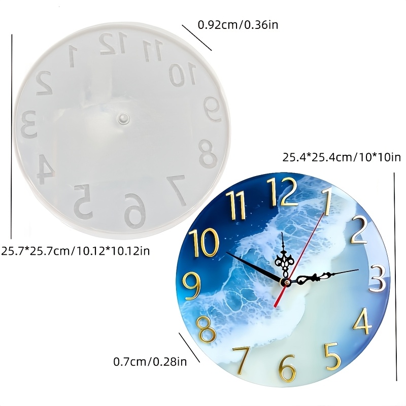 Image of 25.4cm/10inch Resin Silicone Mold Popular Arabic & Roman Wall Clock Mold, Creative Clock Ornament, Concrete Cement Plaster Silicone Mold Resin Clock, , Home Decoration Handmade Craft