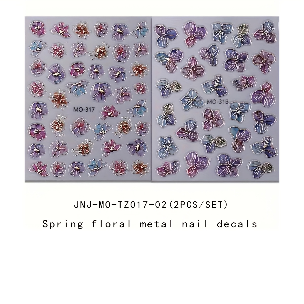 2pcs & Golden Floral And Nail Art Stickers - Self-adhesive, Shimmering Metallic Finish, Flower Decals For Elegant Nail Designs, Nail Stickers