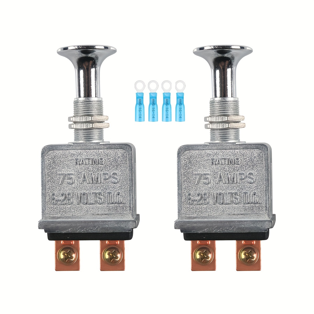 Push Pull Switch Heavy Duty 75 Amp Pull Switch 6-28v 2 Position For Automotive, Trucks, Off-road - 2pcs, Without Battery