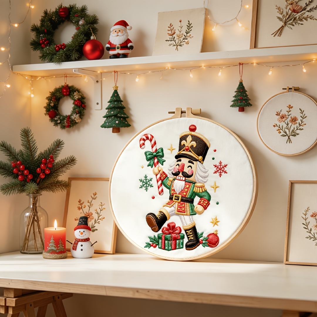Nutcracker Holding Candy Embroidery Kit for Adult Beginners