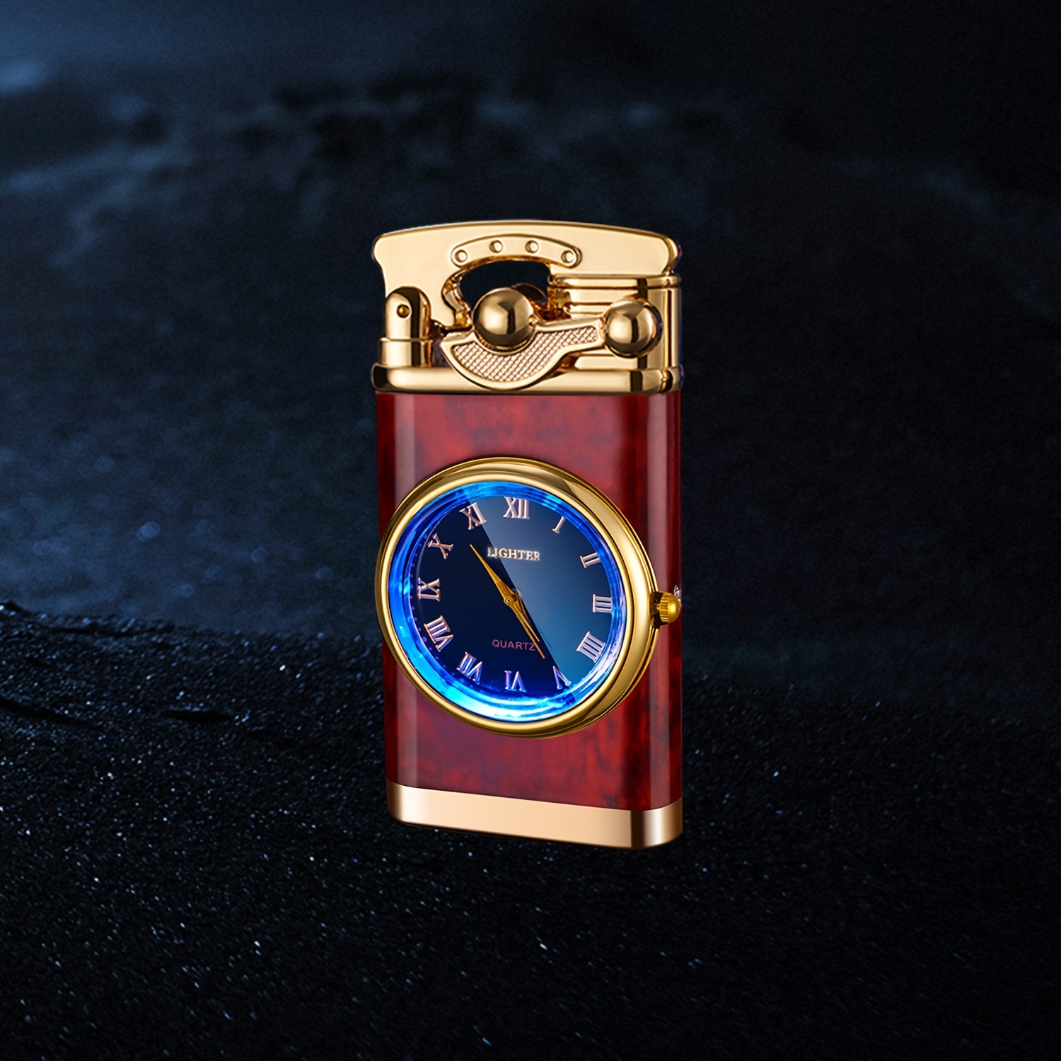 TEMU Butane Lighter, Blue Lighter, Vintage Rocker Lighter, Dial Lighter, Windproof Direct Lighter, Suitable For Indoor And Outdoor, Best Gifts For