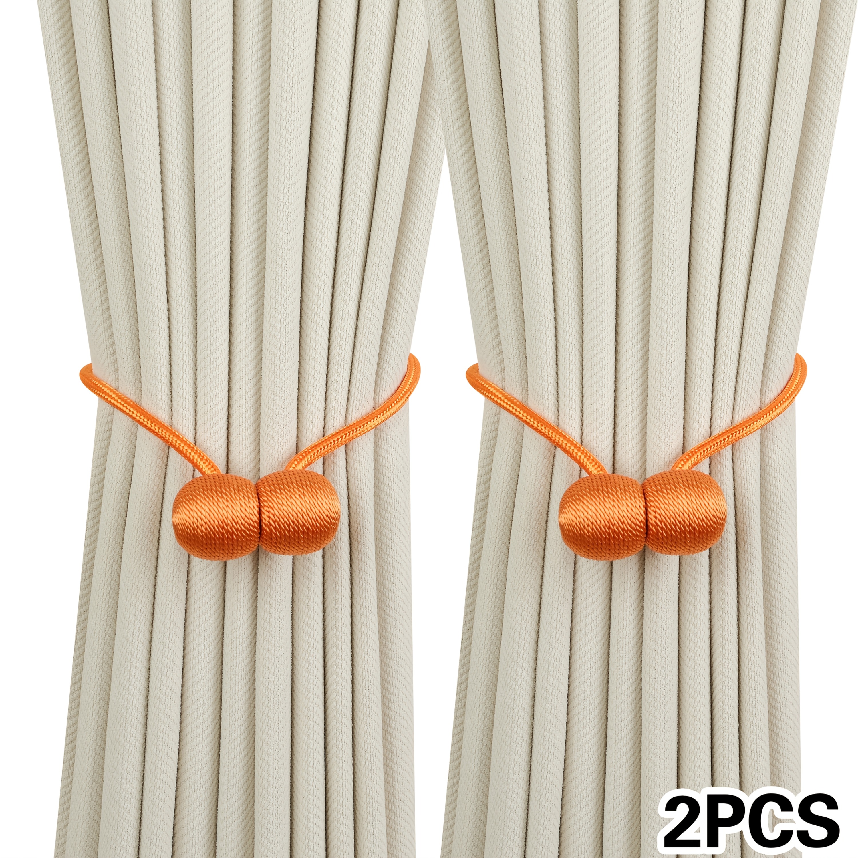 A Set of Two Modern Minimalist Magnetic Curtain Ties Is on, Featuring Thicker Twisted Ropes And Flexible Magnetic Ties. They Are Durable, Easy to Install, And Do Not Require Drilling, Making Them Perfect for Bedroom And Living Room Decor