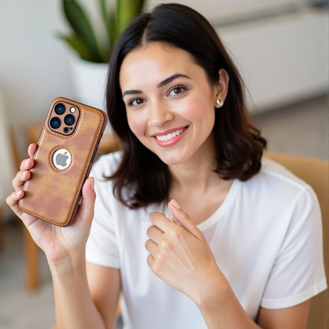 Logo View Compatible with iPhone 15/14/13/12 Pro Max Case Slim Premium Vegan Leather Classic Luxury Elegant Thin Cover, Shockproof Full Protection - Image 15