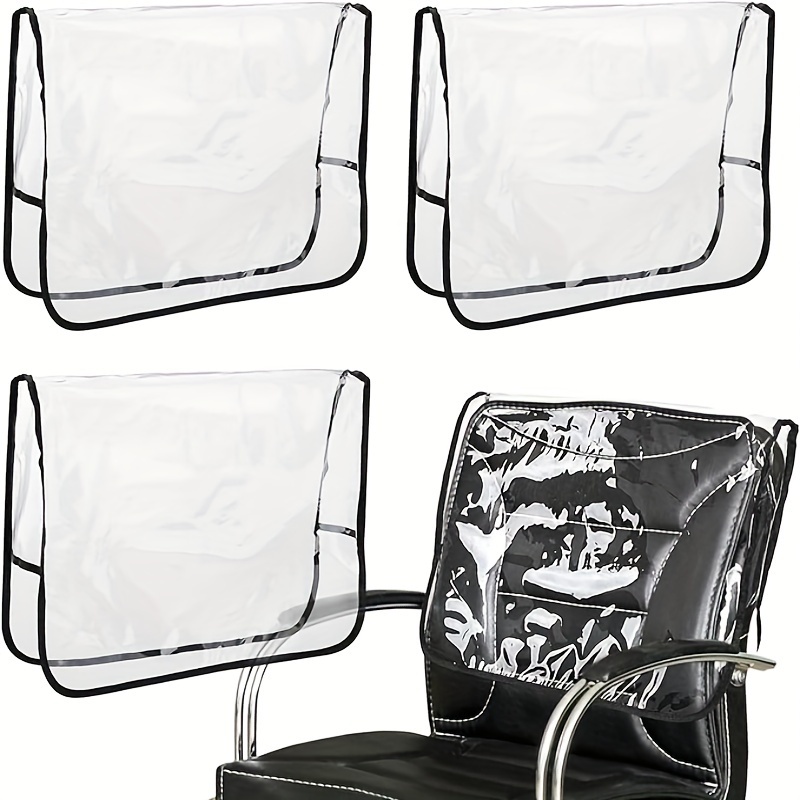 

1/3/5pcs Chair Back Cover Plastic Transparent Salon Chair Back Cover Suitable For Most Standard Chairs Stains Resistant Suitable For Barber Salon Office Cinema, 19*15*4.7 Inches (white/black)