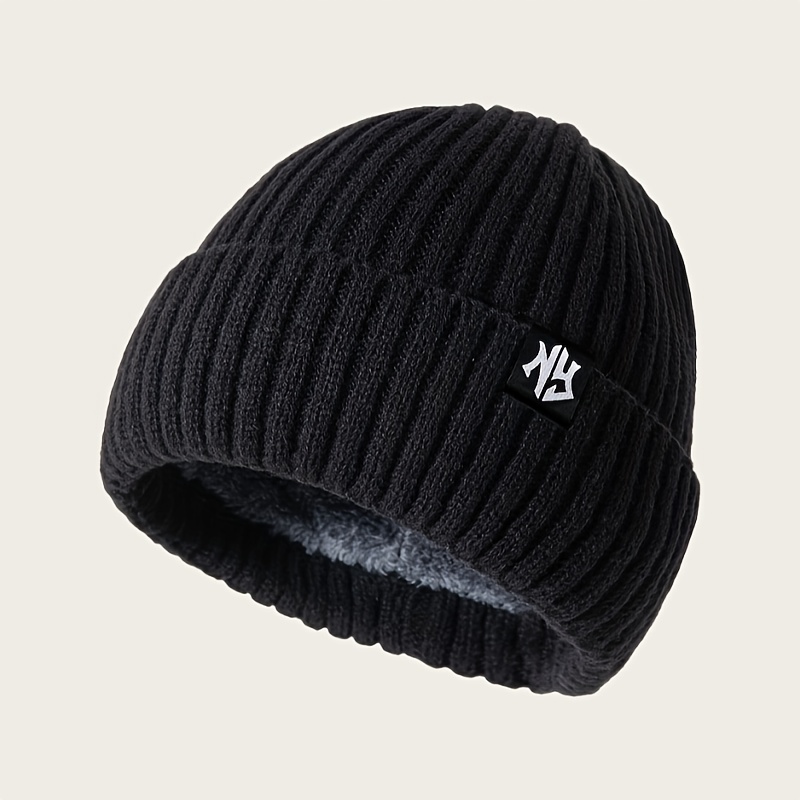 Image of 1pc Solid Color Athletic Hat, Fleece-lined Thickened Warm Winter Outdoor Headband, Windproof Brim Cap, -friendly Hat Suitable For Cold Autumn And Winter