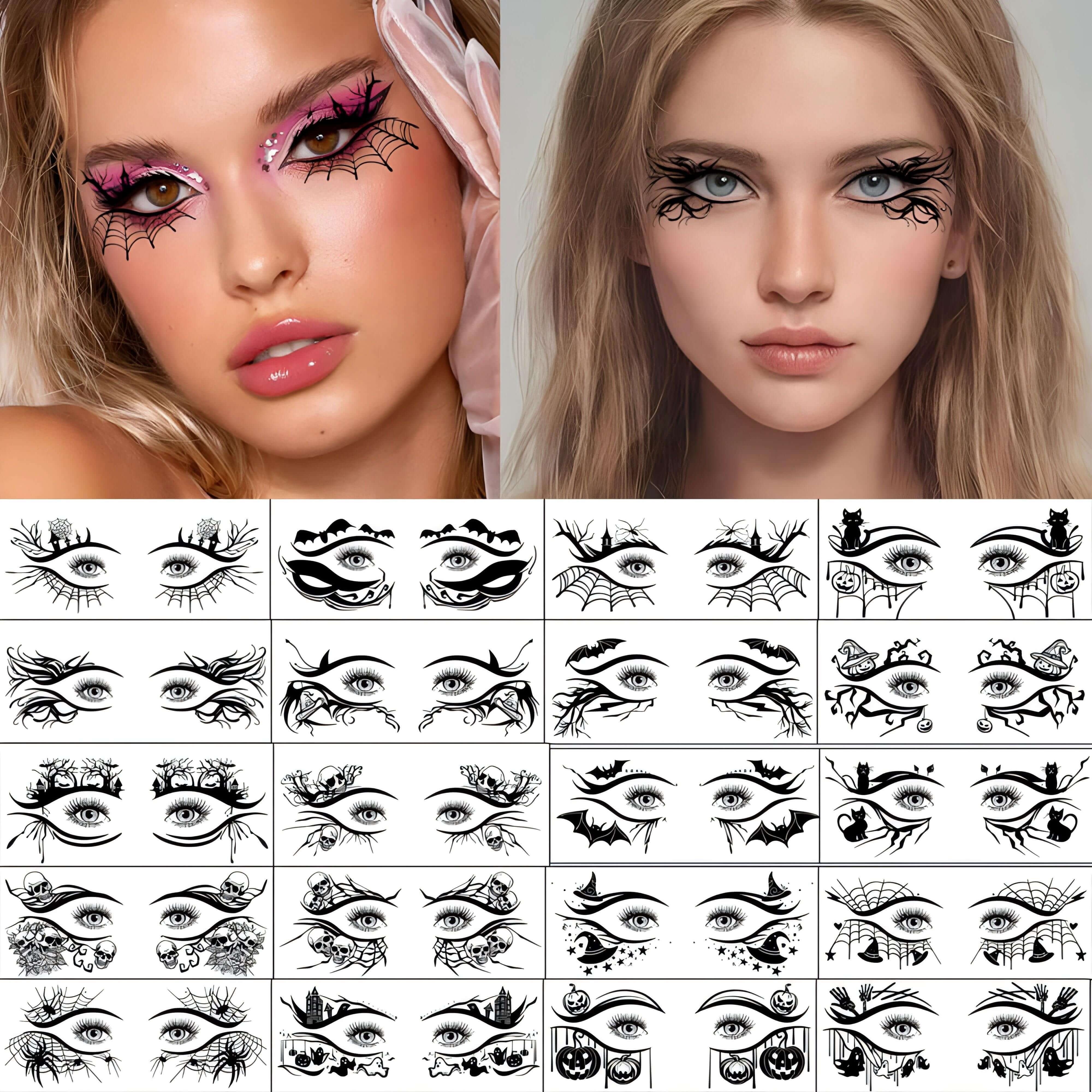 

20 Pieces Of Realistic Halloween Eye Tattoo Stickers - Waterproof, Sweatproof, And Reusable For 2 Days - Essential Halloween Makeup, , And Temporary Tattoo Designs