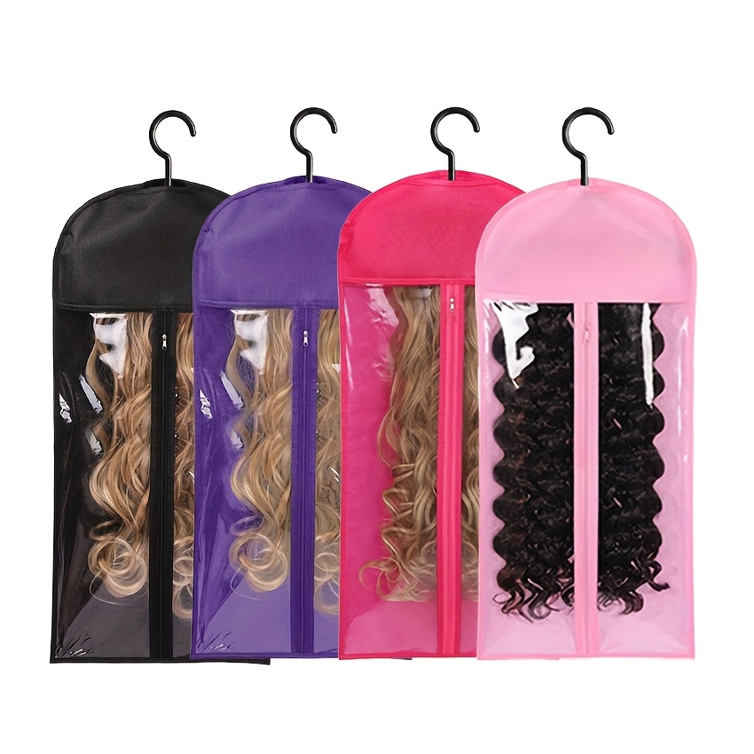 Image of New Mixed - Set Hair Wig Storage Bags With Hanger Dust-proof Storage Organizer Hair Extension Holder Wigs&accessories For Long Wig Hair Care Home/travel Use