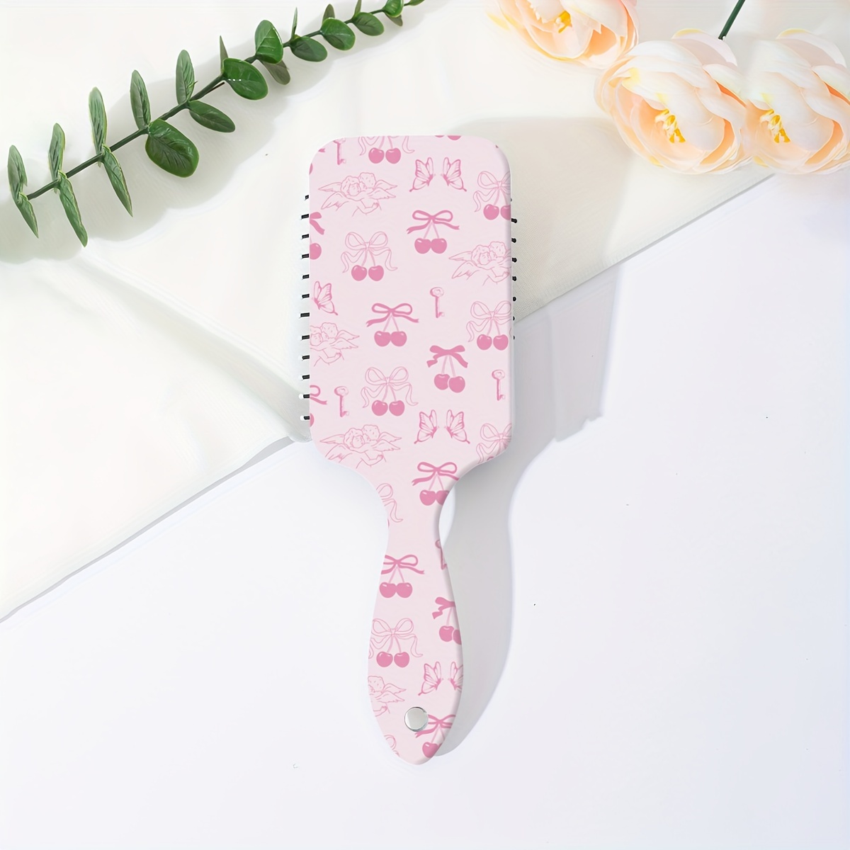 TEMU 1pc/pink Cute Bow Pattern Airbag Comb Cute Cartoon Portable Massage Air Cushion Comb Comb