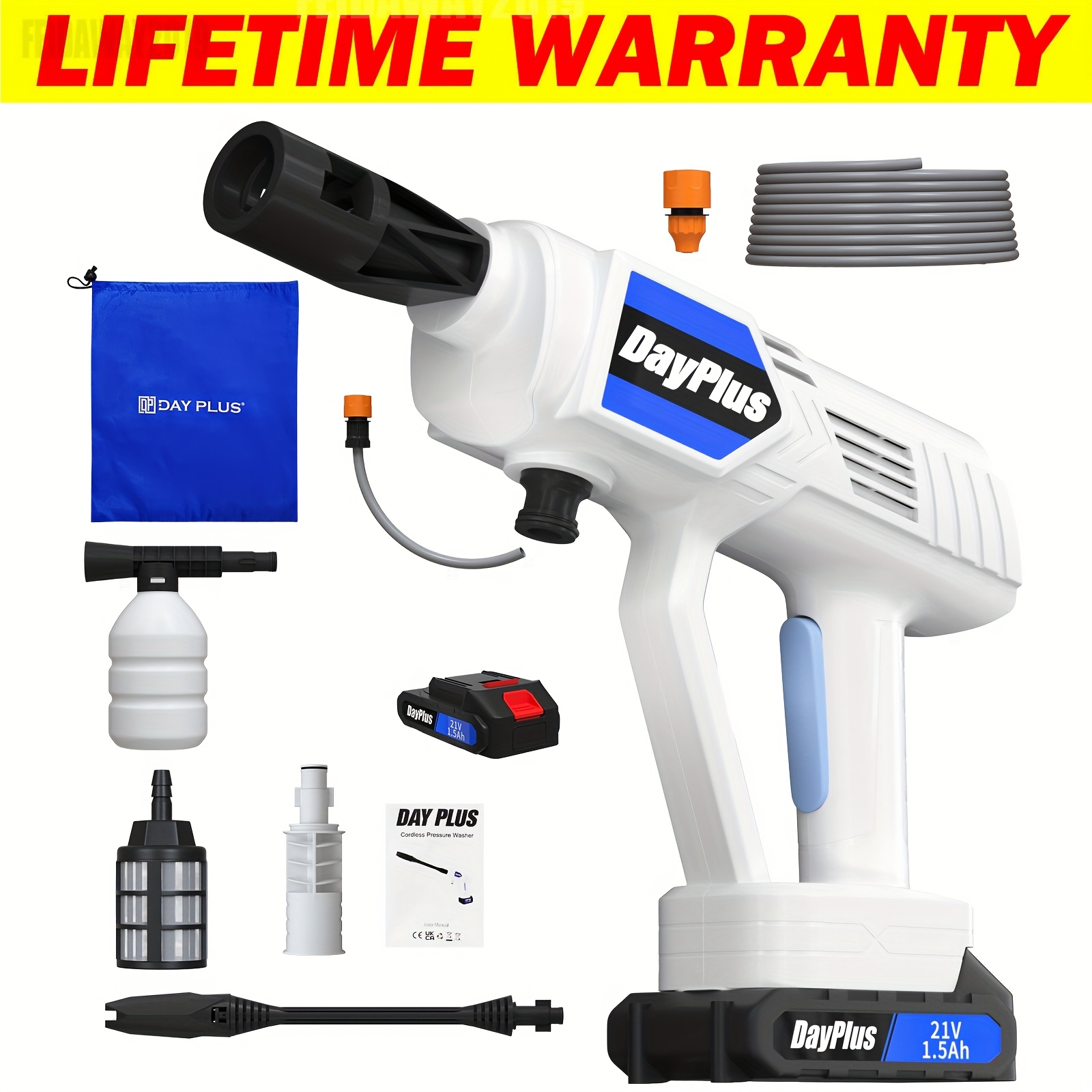 TEMU Cordless Power Washer High Power Washer Machine With Rechargeable Battery 21v Max Portable Pressure Washer With Rechargeable Battery Adjustable