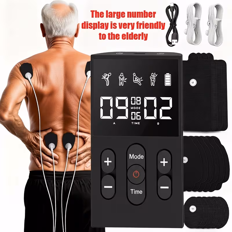 12 tens ems unit compact muscle stimulator for pain relief rechargeable portable dual channel ems muscle stimulator with 36 levels Product details 11