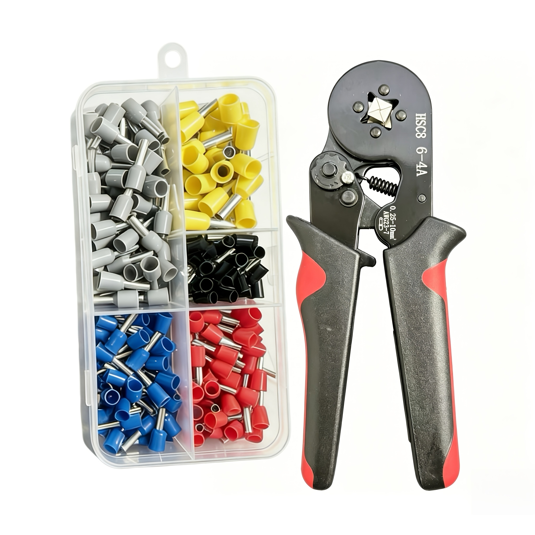 TEMU 365pcs Electric Crimping Tool Set, Compatible With Hsc8 6-4a Crimping Pliers (0.25-10mm²/awg23-6), Includes Ve Tube Terminals And 164pcs Heat