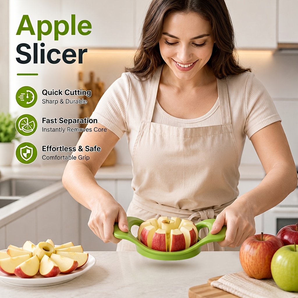 TEMU 1 Dénoyauteur et Trancheur de Pommes en Acier Inoxydable, Équipé de 8 Lames Tranchantes, Coupe-Fruits de Qualité Professionnelle, Dénoyauteur,