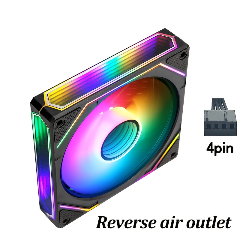 TEMU Full-mirror Infinite Mirror Case Fan, Desktop Pc Diy Fan, White Light, Black And White Dual-color, Large 4-pin Power Connector, Rgb Lighting For