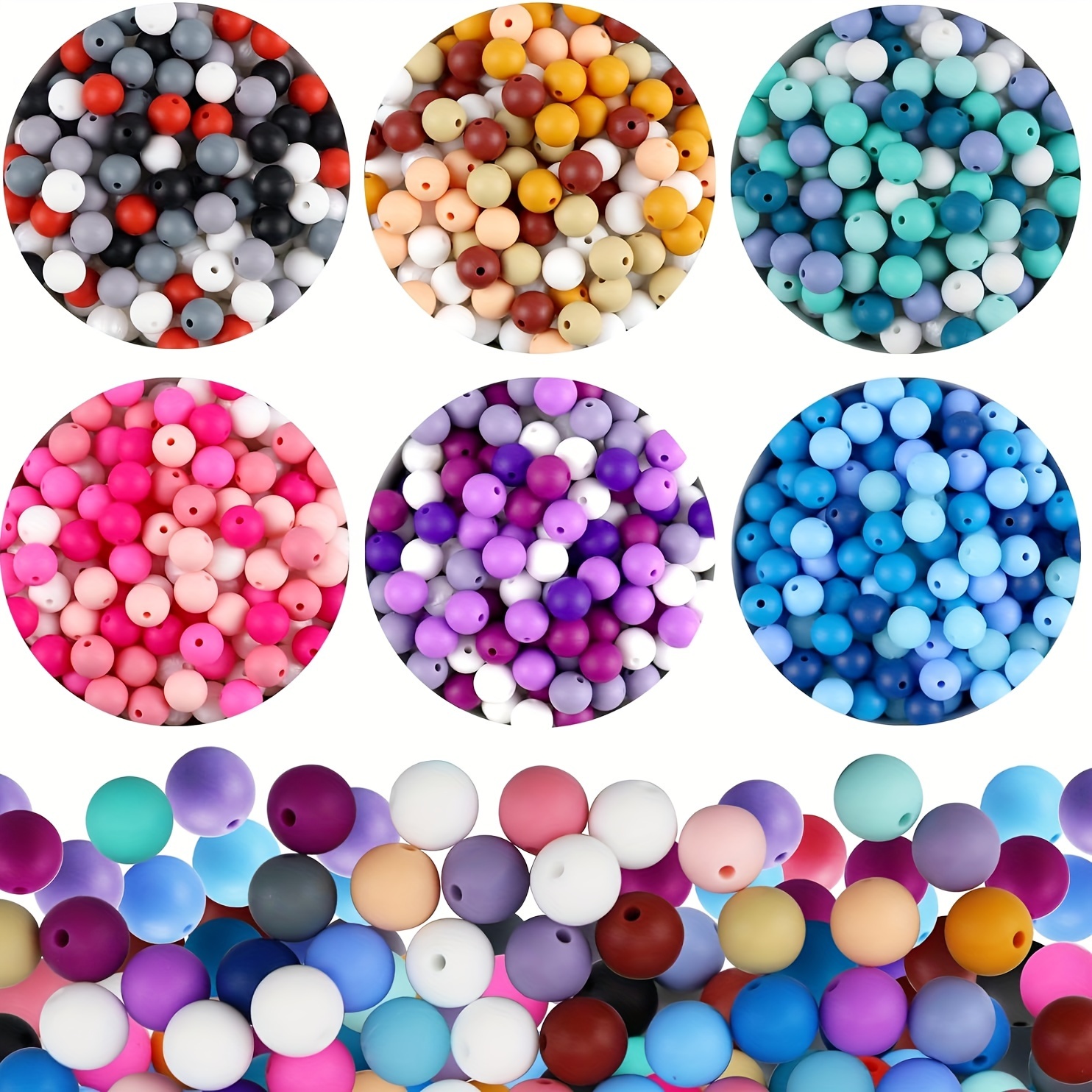 

180pcs Colorful Round Silicone Beads For Jewelry Making Diy Creative Beaded Pen Ornaments, Key Bag Chain Lanyard, Bracelet Decorative Accessories