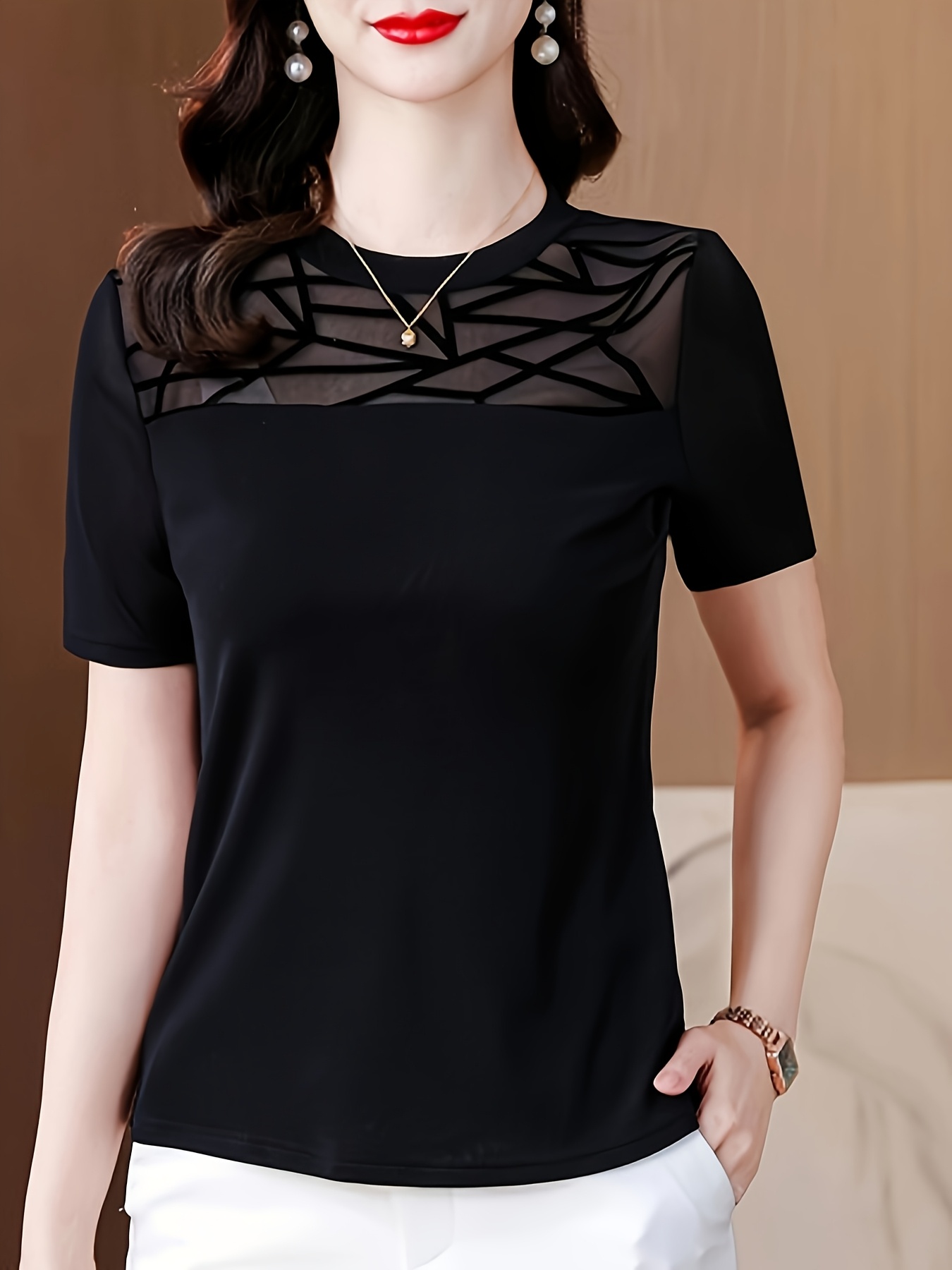 women's 2025 summer short sleeve t shirt fit round neck Temu Bahrain