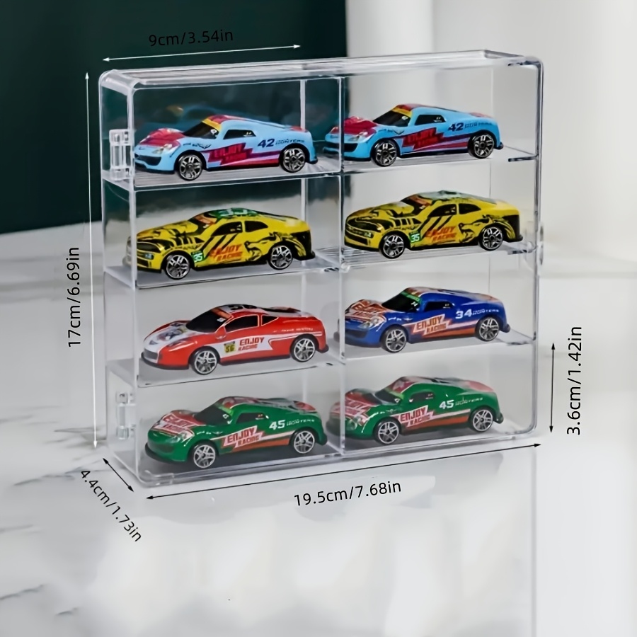 8コンパートメント透明プラスチック玩具車収納ボックス - 多層合金車 、子供用、透明デスクトップディスプレイシェルフ、収集用ディーキースト車、玩具車収納  商品詳細 2