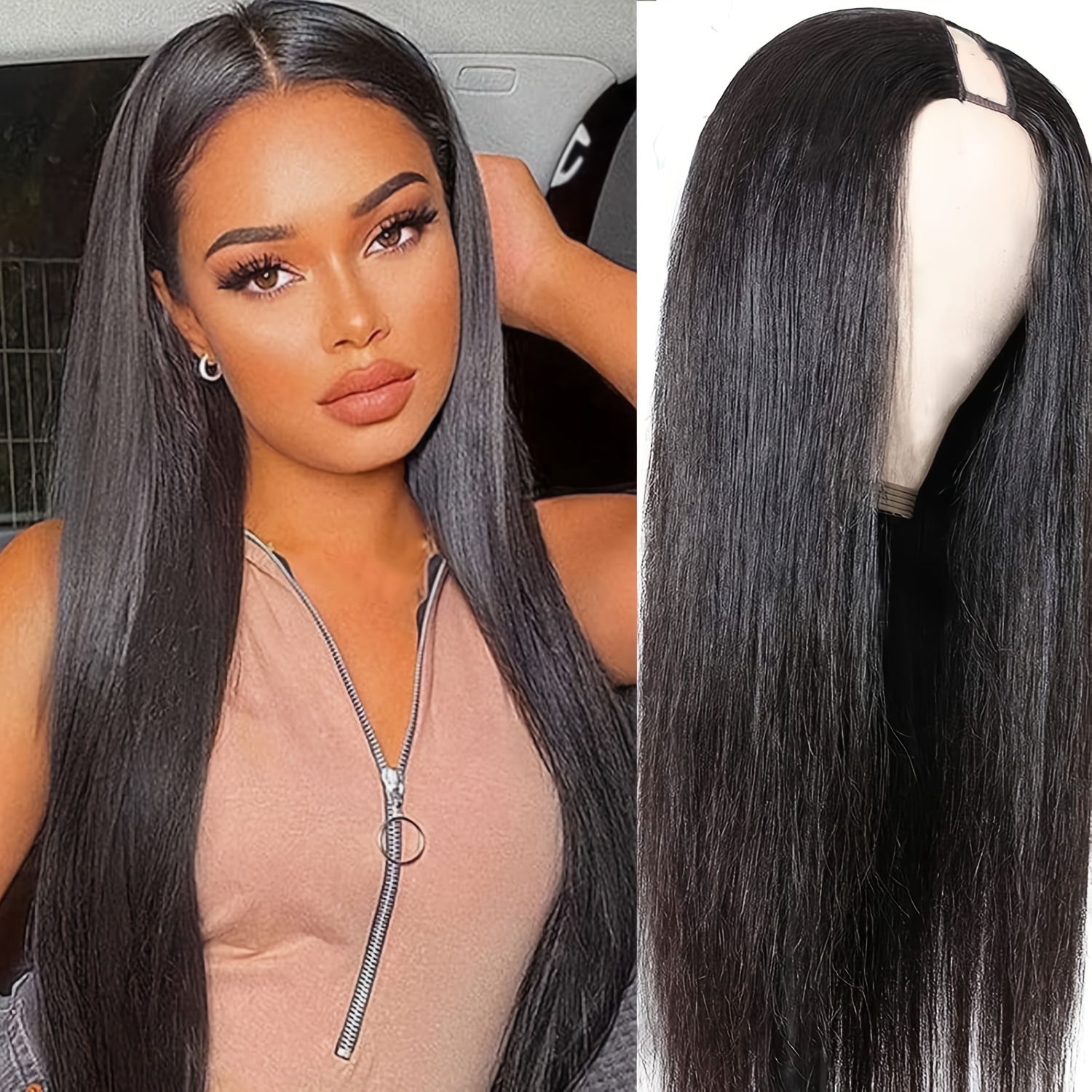 V Part Wigs Straight Brazilian Virgin Human Hair Wigs For Women Upgrade U Part Wigs Glueless Full Head Clip In Half Wig V Shape Wigs No Leave Out Lace Front Wigs Natural Color 8 30 Inch 180