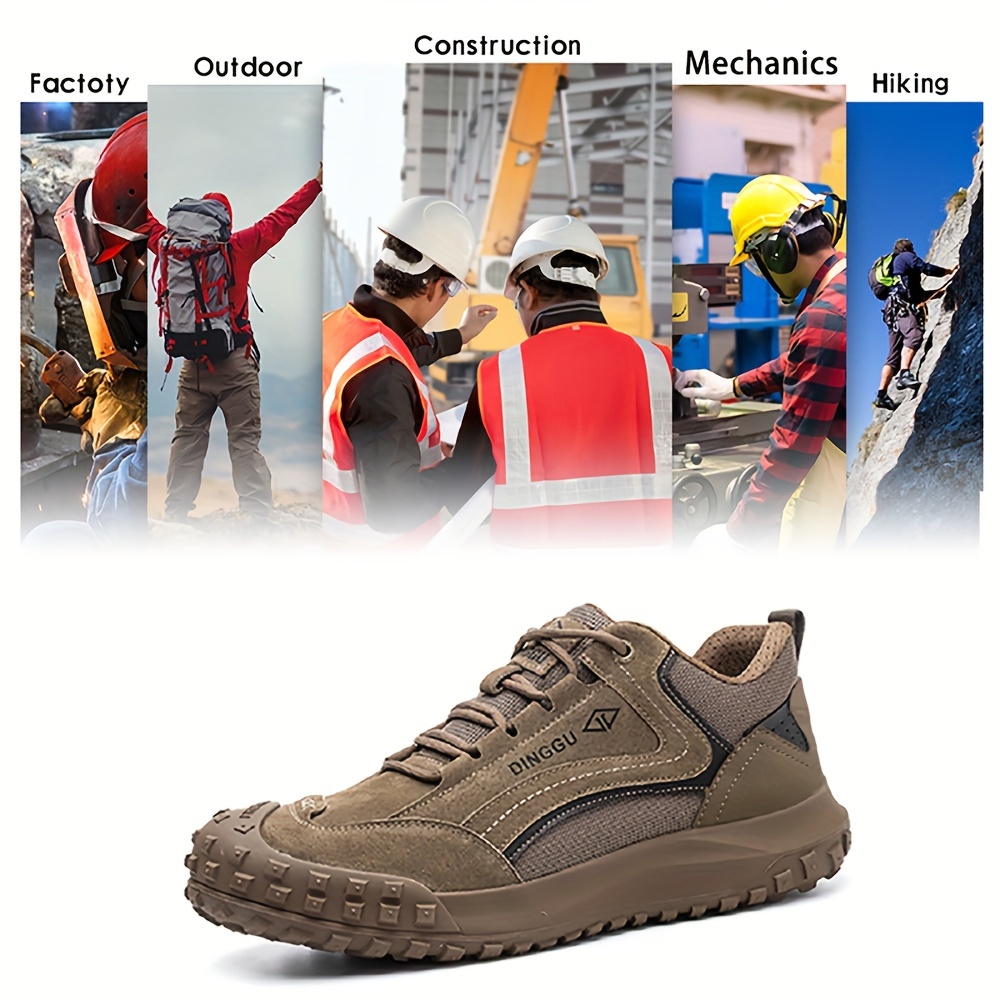 zapatos de seguridad   para hombres con puntera de acero a prueba de pinchazos, anti- , antideslizantes y con absorción de  , ideales para   y la construcción. zapatillas de   transpirables con puntera de acero y cordones para hombres. 4