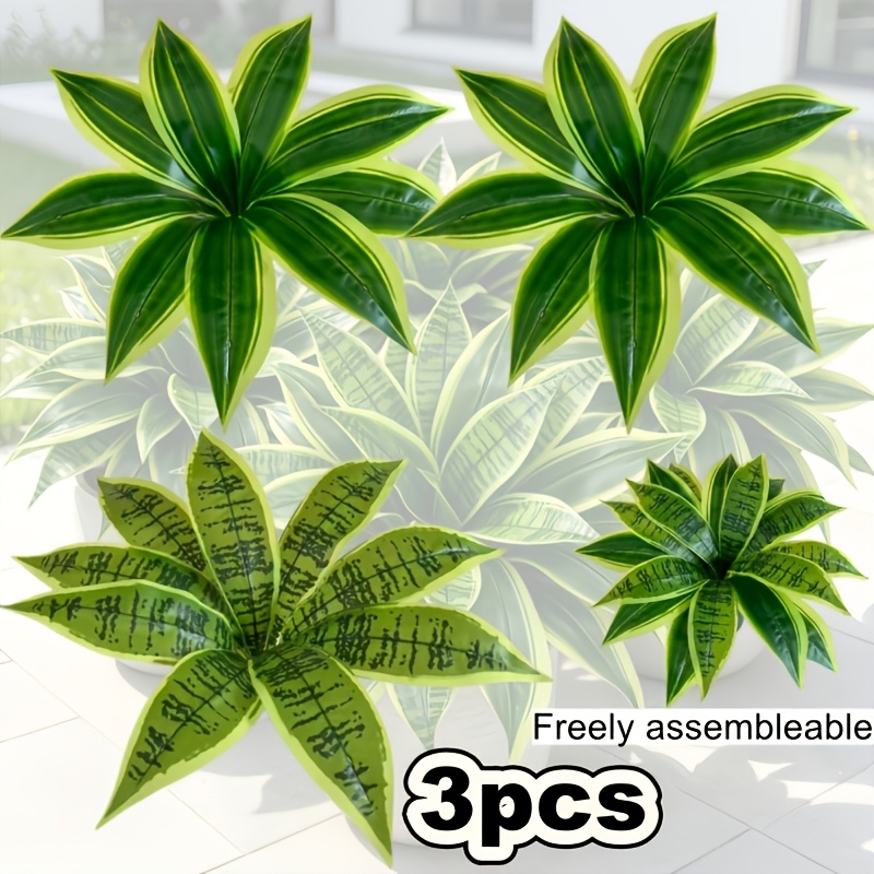 TEMU 3pcs Set Of Realistic Artificial Foliage Plants With Lifelike Green Leaf Textures. No Watering Or Maintenance Required, Maintaining A Green