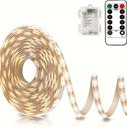 1set led strip lights battery powered cold light and warm light 8 mode remote control led light strip for riding at night party camping tent hurricane emergency halloween christmas parade costume window bedroom decor