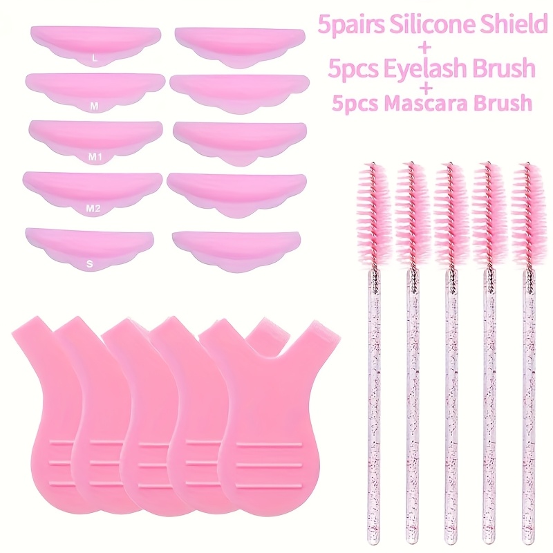 E-shop 5 Stück Wimpern Permanenz Pad mit 5 Stk. Y-Form Bürsten Set Y Lash Lift Tool Y-Form und 5 Stk. Wimpern Mascara Bürste Kamm Schutz Pads Wimpern