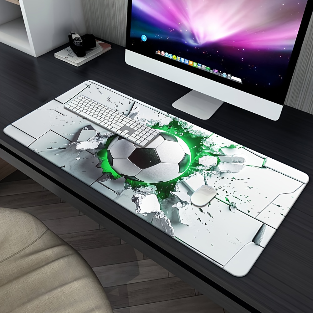 1 stuk Voetbal Door De Muur Muismat - Grote Gaming Muismat voor PC, Laptop & Kantoor, Rubberen Bureauonderlegger met Realistisch 3D Ontwerp, Perfect voor Gamers & Bureau Liefhebbers, Muismatten