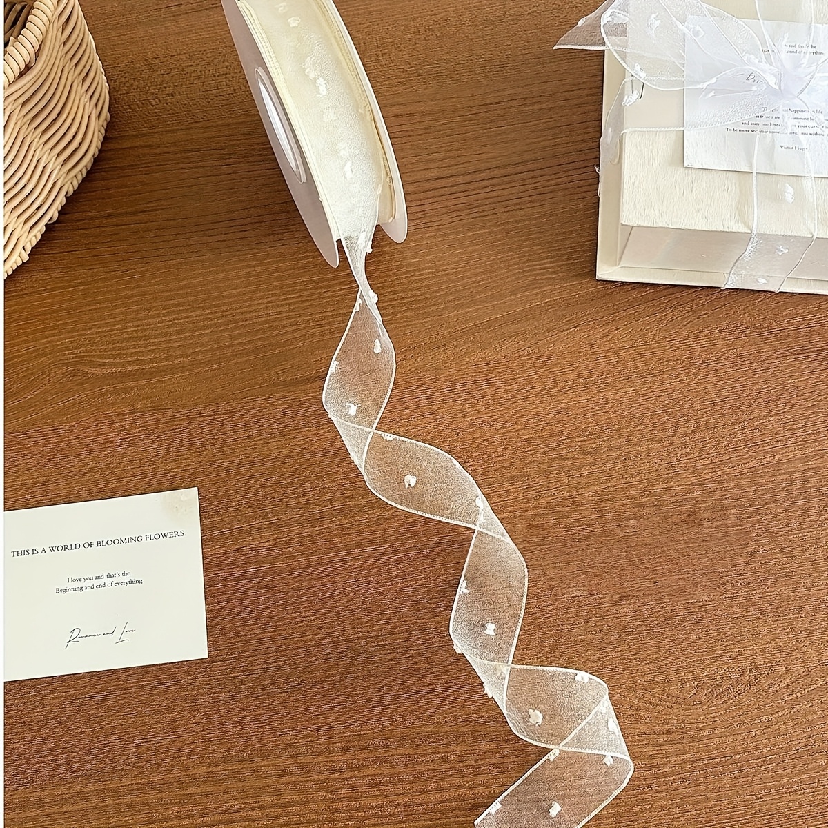 Ins-style Gentle Three-dimensional Dotted Bubble Organza Ribbon For Birthday Gift Decoration, Baking, Flower Wrapping, And Tying