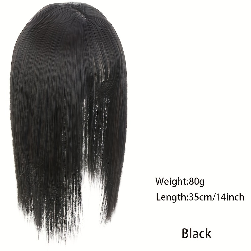 14inch hair toppers for women with thinning hair synthetic clip in hair pieces large base wiglets with bangs hair extension hairpieces synthetic straight hair pieces with bangs details 3