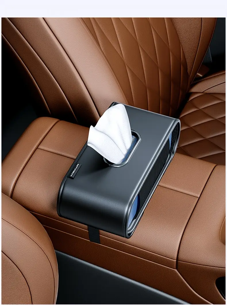 1pc leather car seat back tissue holder smooth extraction universal vehicles with armrest and headrest high quality interior accessory tissue holder for car Product details 8