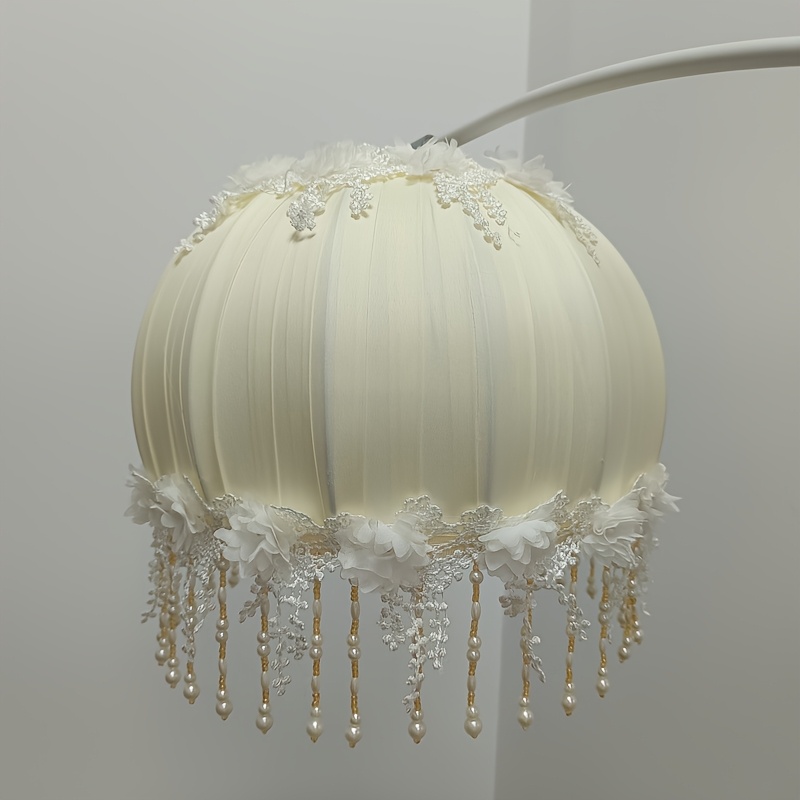elegant cream and golden   chandelier shade with handcrafted rosette pendants modern   for   hanging lamp settings   accessory     details 2