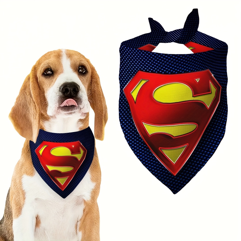 TEMU 1pc Wb Superman Dog Bandana With Superman - Adjustable Tie Closure, Reusable Pet Costume For Small & Medium , Superman-themed Outfit For Daily