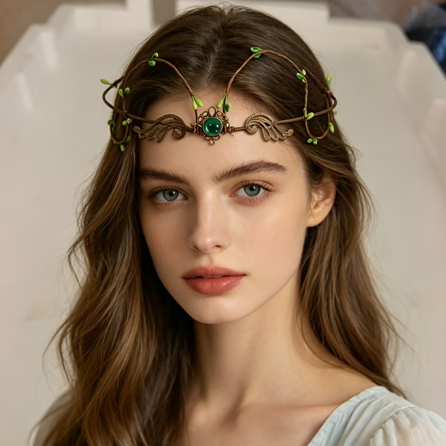 TEMU vintage de corona de elfo con guirnalda de enredaderas góticas, accesorio para el pelo para disfraz de de Halloween