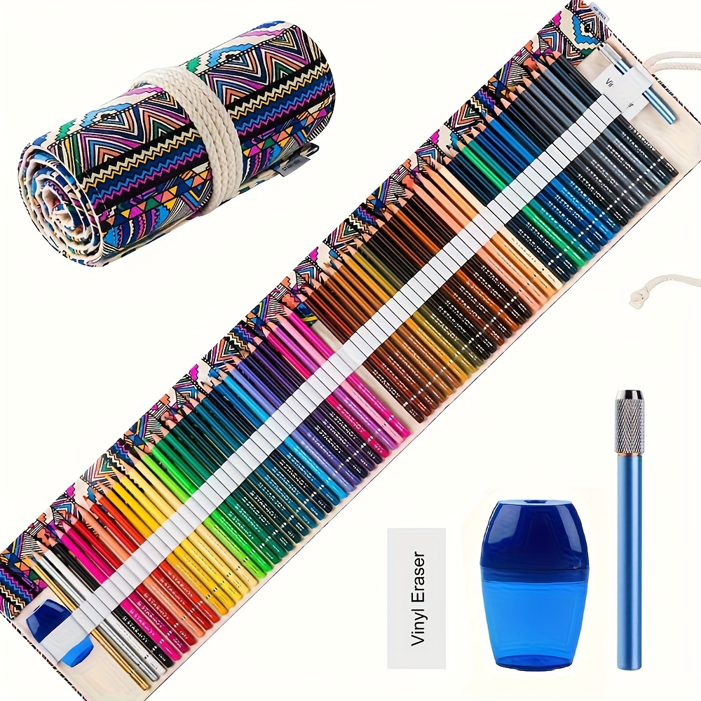 Image of Ccfoud 72 Colored Pencils Set With Canvas Wrap For Drawing Adult Coloring Books Artist Birthday Gifts Art Drawing Supplies, Oil Based Color Pencils