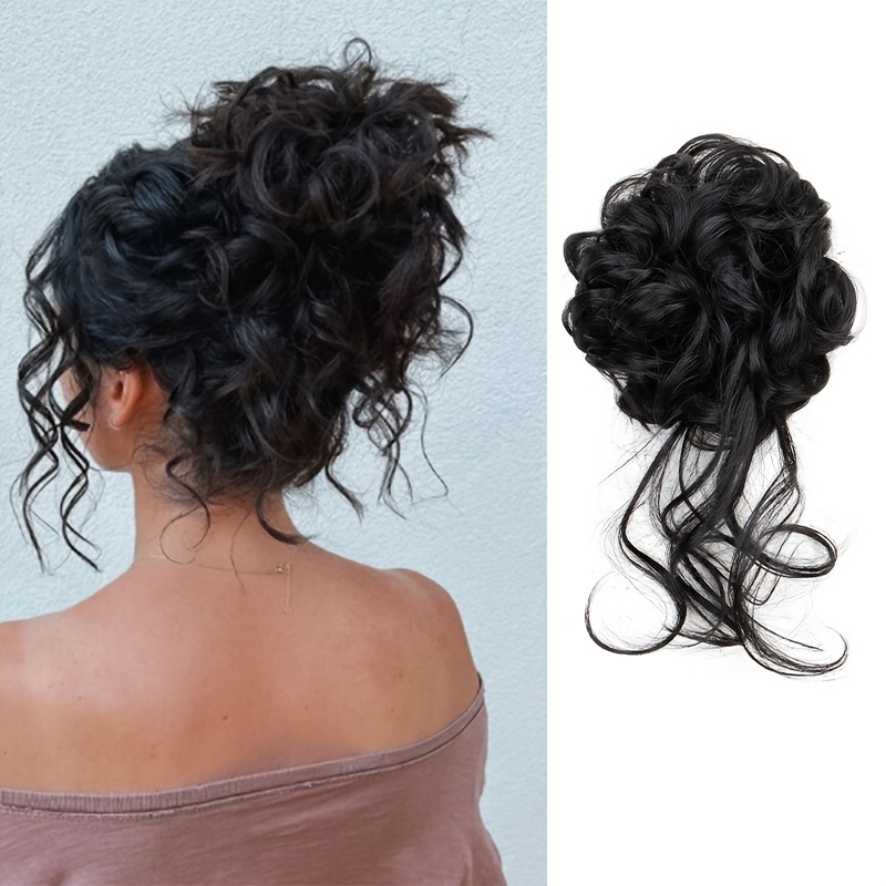 elegant womens synthetic curly donut hair extension easy to style for daily wear christmas parties details 11